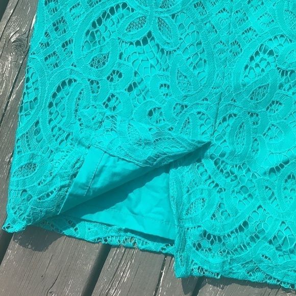 ANN TAYLOR LOFT Lace Teal Pencil Skirt - Picture 8 of 10